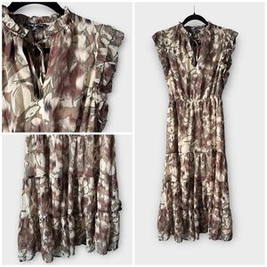 NEW Steve Madden Floral Ruffle Sleeve Tiered Midi Dress XS